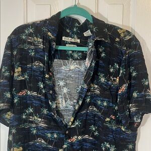 Vintage Tropical Print Button-Up Shirt